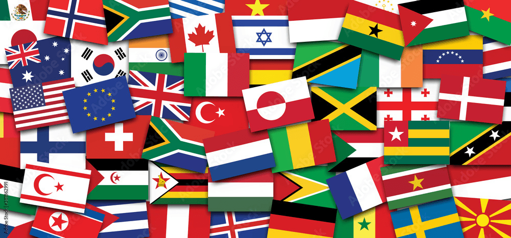 Global Flags Map Grid Background